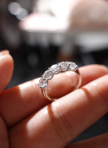 Round Lab Diamond Five-Stone Half Eternity Ring - Infinite Gems Limited