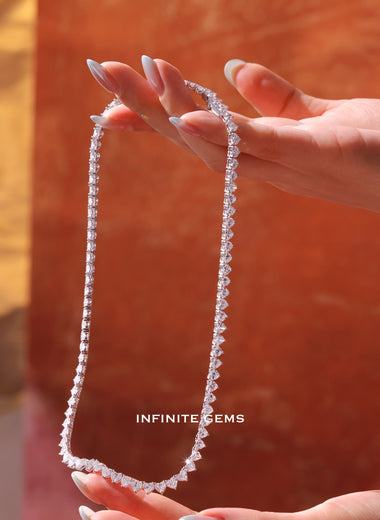 Heart Shape Lab Diamond Tennis Necklace - Infinite Gems Limited