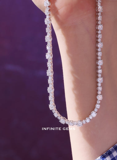 Ununiform Round Lab Diamond Tennis Necklace