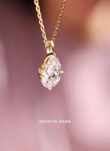 Pear Shape Lab Diamond Pendant Necklace - Infinite Gems Limited