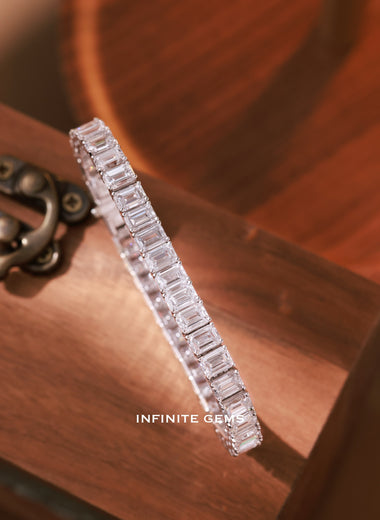 Emerald Cut Lab Diamond Tennis Bracelet - Prong Setting - Infinite Gems Limited