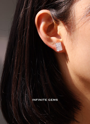Radiant Shape Lab Grown Diamond Stud Earrings - 4-Prong Setting - Infinite Gems Limited
