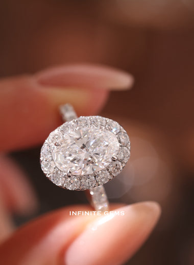 Oval Shape Ring - Nonuniform Halo Setting - Infinite Gems Limited