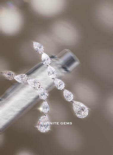 Pear Lab Diamond Graduated Earrings - Drop Setting - Infinite Gems Limited