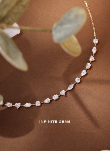 Multi-Shape Lab Diamond Half Tennis Necklace