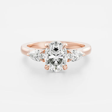 Oval Lab Diamond Trilogy Ring - Pear Diamond - Infinite Gems Limited