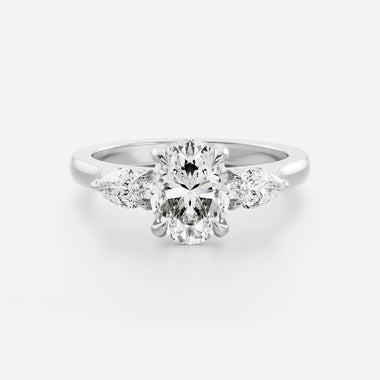 Oval Lab Diamond Trilogy Ring - Pear Diamond - Infinite Gems Limited