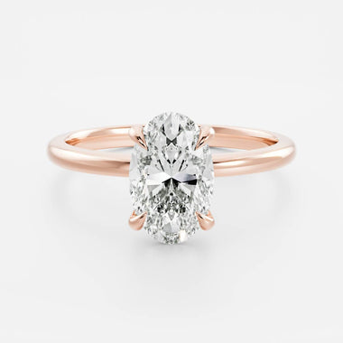 Oval Lab Diamond Solitaire Ring - High Setting - Infinite Gems Limited