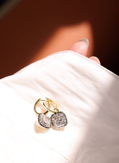 Cushion Shape Drop Earrings ( without Huggies ) set in Georgian Button Back - Infinite Gems Limited