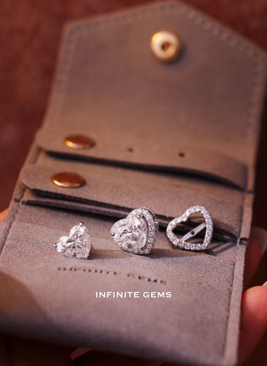 Heart Shape Detachable Halo Earrings - Infinite Gems Limited