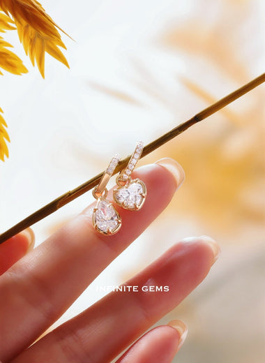 Heart Shape Drop Earrings ( wihtout Huggies ) - Infinite Gems Limited