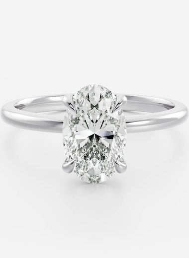 Oval Lab Diamond Solitaire Ring - High Setting - Infinite Gems Limited