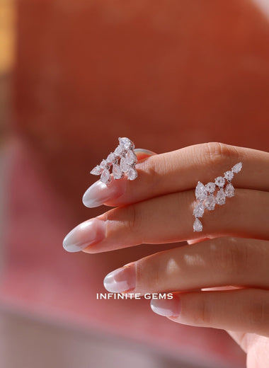 Pear Shape Clawer Earrings - Dangling Setting - Infinite Gems Limited