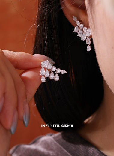 Pear Shape Clawer Earrings - Dangling Setting - Infinite Gems Limited