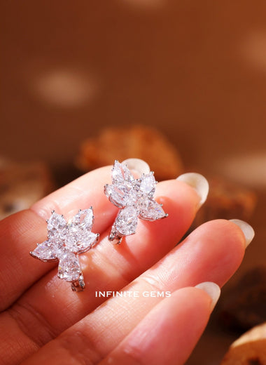 Pear Shape Cluster Earrings - Mono - Shape Clip Back Setting - Infinite Gems Limited