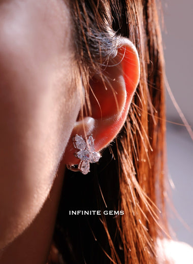Pear Shape Cluster Earrings - Mono - Shape Clip Back Setting - Infinite Gems Limited