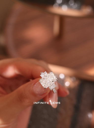 Radiant Shape Ring - Radiant 3 Stone Setting - Infinite Gems Limited