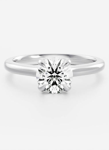 Round Lab Diamond Solitaire Ring - Cathedral Setting - Infinite Gems Limited