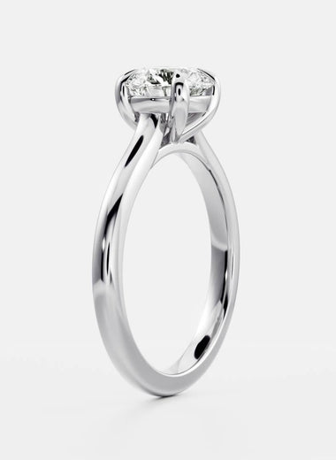 Round Lab Diamond Solitaire Ring - Cathedral Setting - Infinite Gems Limited