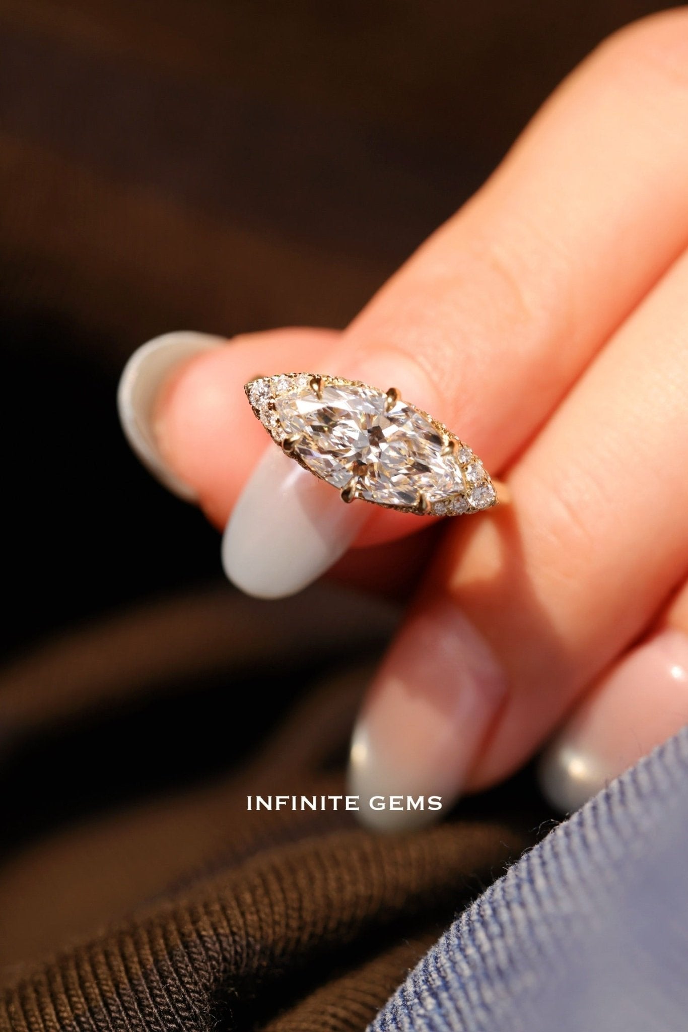 Marquise east-west lab-grown diamond engagement ring — Philippines guide — Infinite Gems