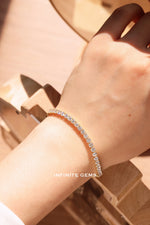 18K gold paperclip link chain joined to a lab grown diamond tennis line - Infinite Gems bracelet B0690