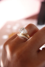 Pear Shape Lab Diamond Ring with Pavé Stacking Ring