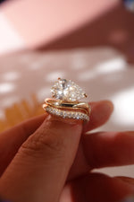 Pear Shape Lab Diamond Ring with Pavé Stacking Ring