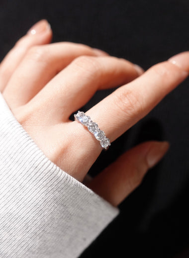 Round Lab Diamond Five-Stone Half Eternity Ring - Infinite Gems Limited