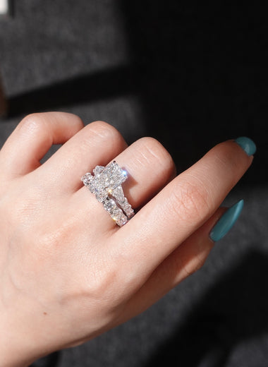 Radiant Shape Ring - Three Stone Full Pavé Setting - Infinite Gems Limited