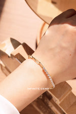 Infinite Gems half tennis paperclip bracelet - 24 round lab grown diamonds, 0.1ct each, four-prong set in 18K gold