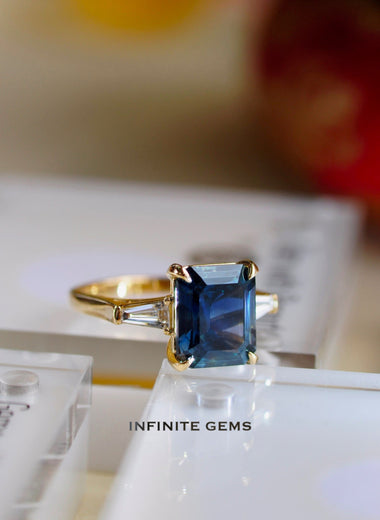 No Heat Teal Sapphire Ring