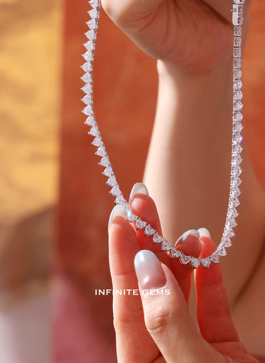 Heart Shape Lab Diamond Tennis Necklace - Infinite Gems Limited