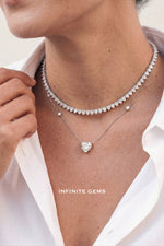 Heart Shape Lab Diamond Tennis Necklace