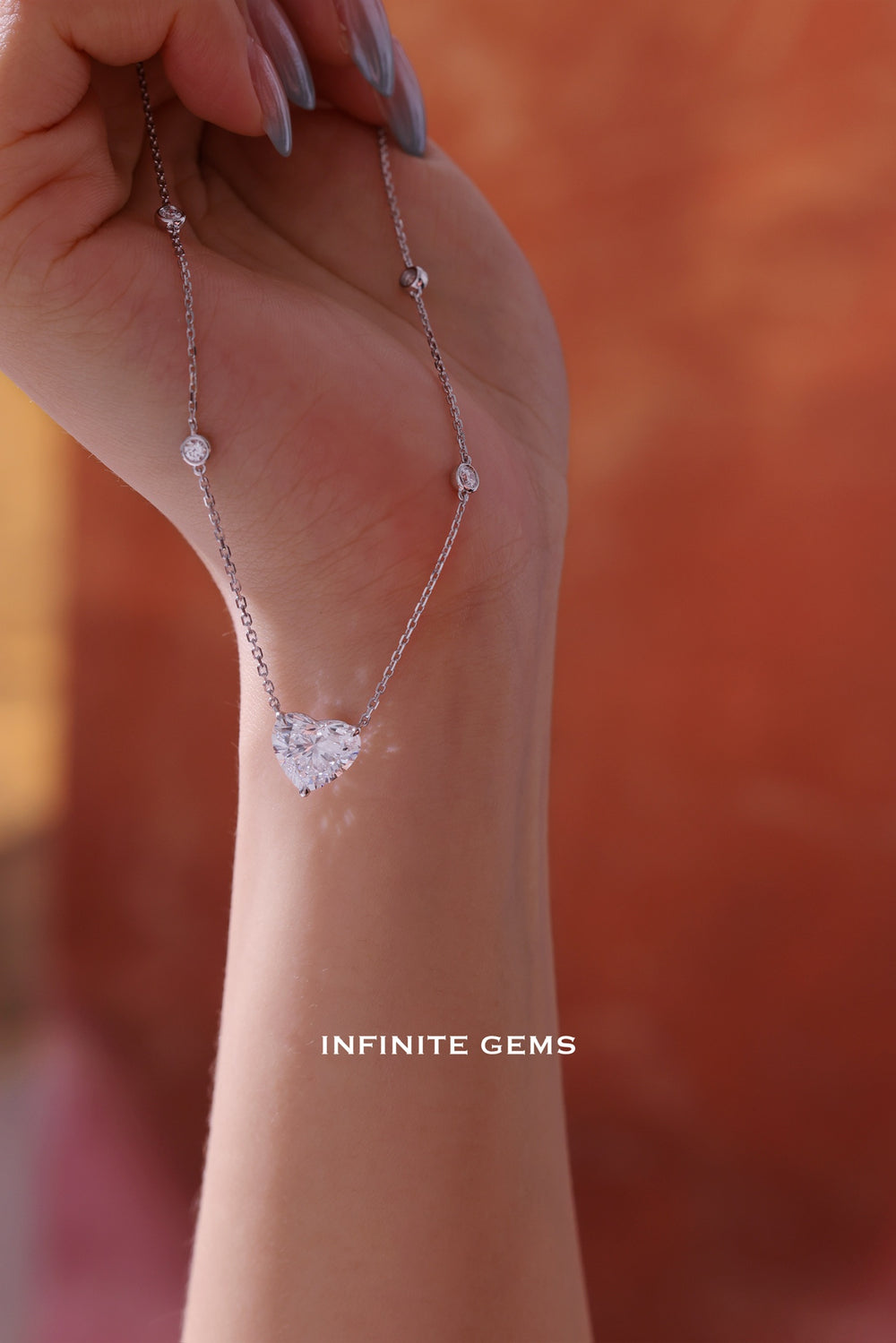 Heart shape lab grown diamond pendant necklace in 18K gold — Infinite Gems