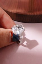 Radiant Shape Lab Diamond Ring - Tapered Baguette 3 Stone with Pavé Band