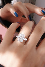 Radiant Shape Lab Diamond Ring - Tapered Baguette 3 Stone with Pavé Band