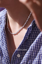 Ununiform Round Lab Diamond Tennis Necklace