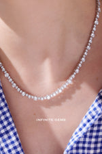 Ununiform Round Lab Diamond Tennis Necklace