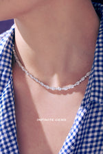 Oval and Round Lab Diamond Tennis Necklace