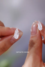 Elongated Step Cut Pear Lab Diamond Stud Earrings
