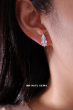 Elongated Step Cut Pear Lab Diamond Stud Earrings