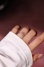 Radiant Cut Fancy Vivid Pink Ring - Brilliant Trapezoid 3 Stone Setting