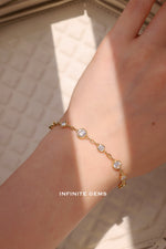 Round Lab Diamond Bezel Chain Bracelet - Infinite Gems Limited