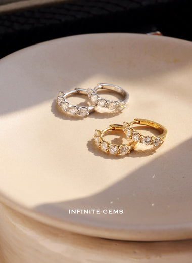 Round Shape Huggie - Hoop Setting - Infinite Gems Limited