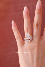 Marquise and round lab grown diamond pavé chevron wedding band — Infinite Gems Limited