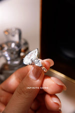 Lab grown pear diamond trilogy engagement ring — Infinite Gems