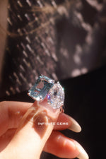 Aquamarine & Lab Diamond Toi et Moi Ring