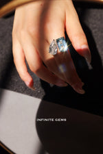 Aquamarine & Lab Diamond Toi et Moi Ring