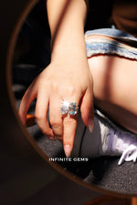 Aquamarine & Lab Diamond Toi et Moi Ring