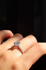 Round Lab Diamond Solitaire Ring - Pavé Setting